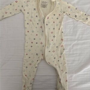 Kids One Piece Pajamas - Cream with Multicolor Print